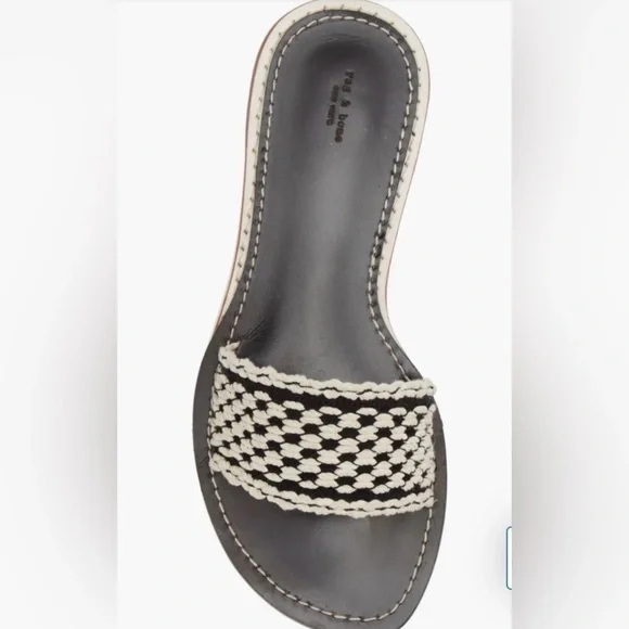rag & bone Melrose Crochet Flat Slide – Black/Ivory – 9.5 – New, Unworn - Picture 3 of 6